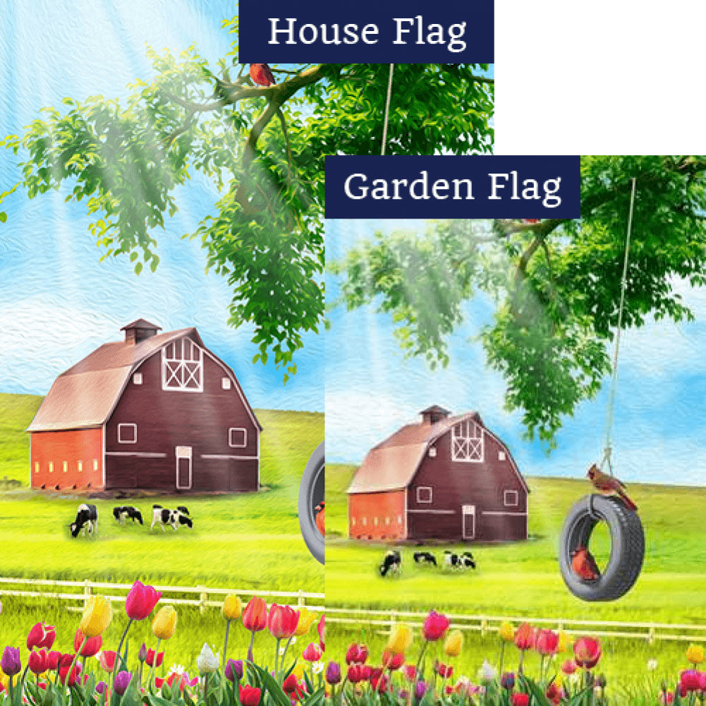 Spring Farm Swing and Tulips Flags Set (2 Pieces)