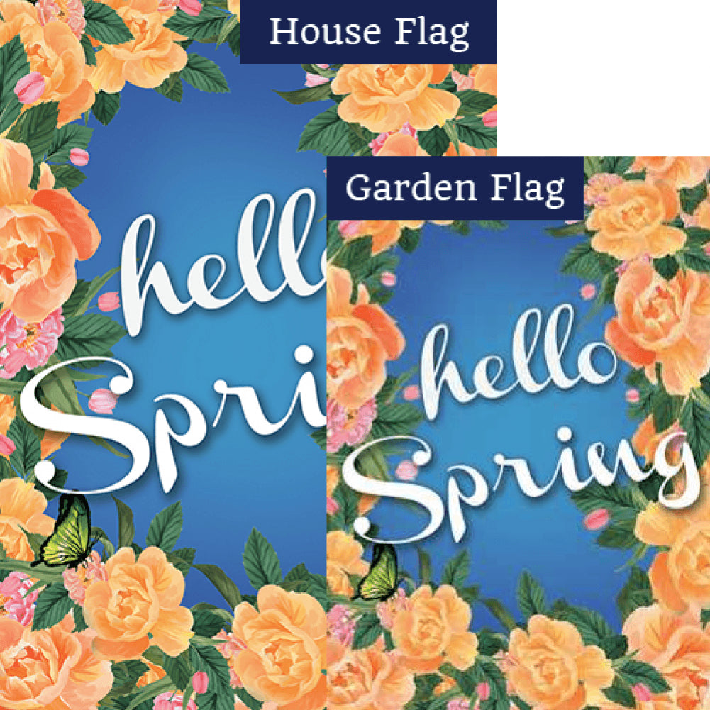 Orange Spring Flowers Flags Set (2 Pieces)