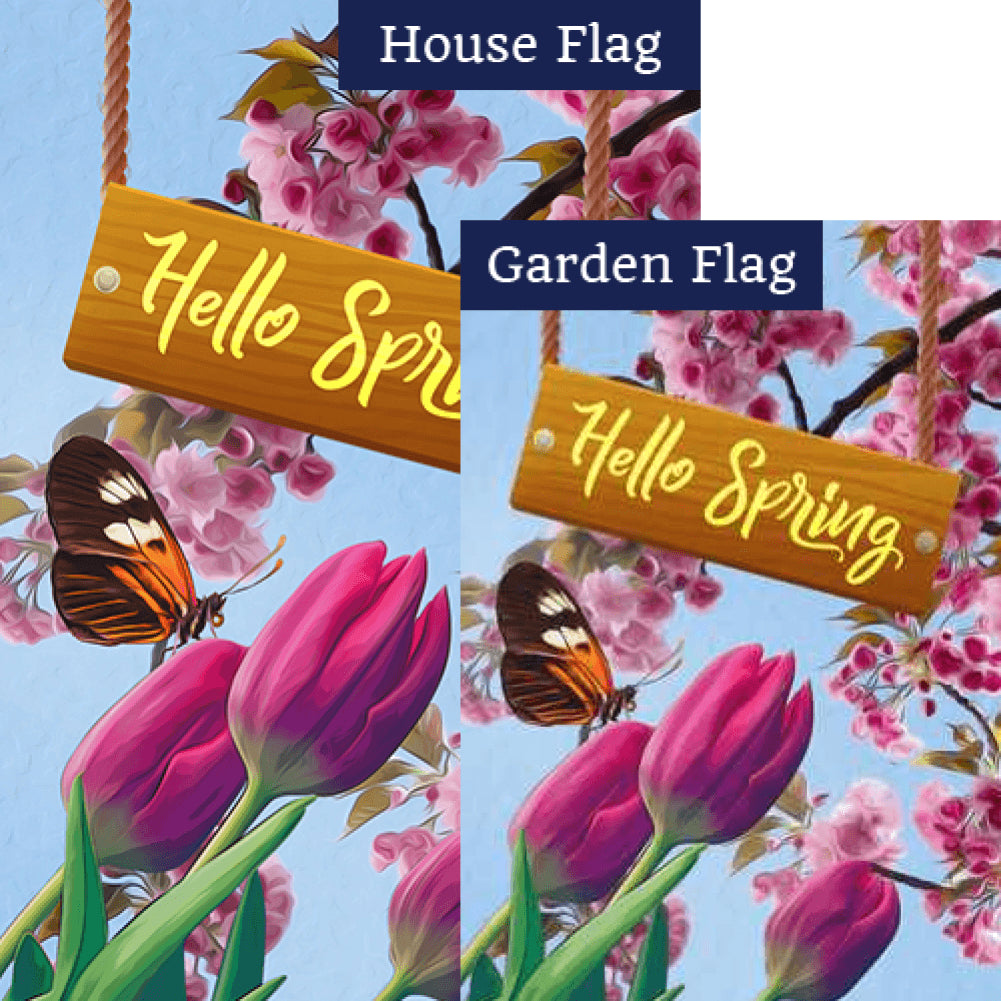 Hello Spring Tulips Flags Set (2 Pieces)