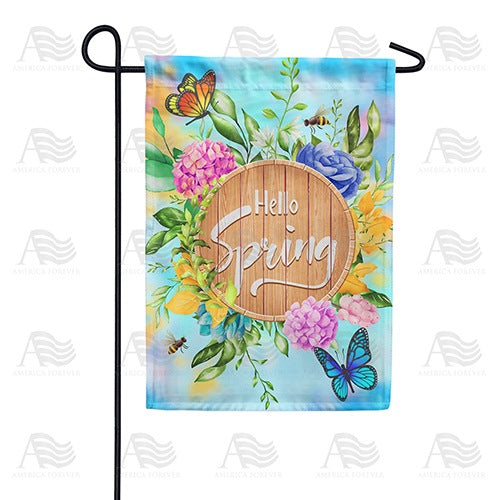 Hello Spring Wooden Board Double Sided Garden Flag