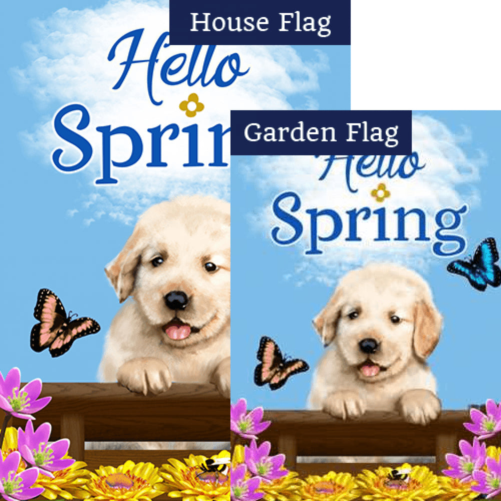 Spring Labrador Puppy Flags Set (2 Pieces)