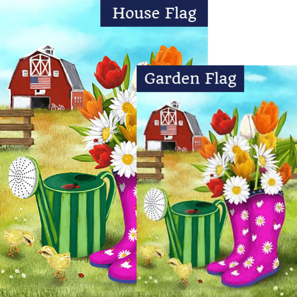 Spring Boots and Watering Can Flags Set (2 Pieces)
