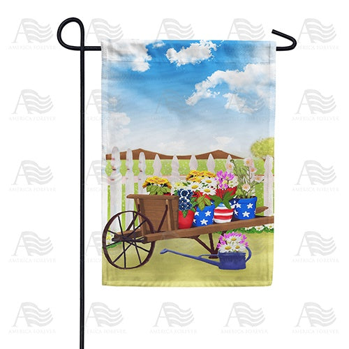 Spring Flowers Wheelbarrow Double Sided Garden Flag