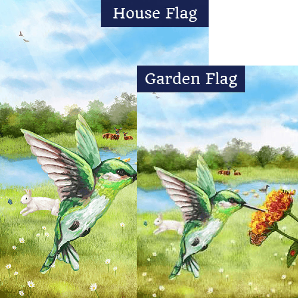 Spring is Here Hummingbird Flags Set (2 Pieces)