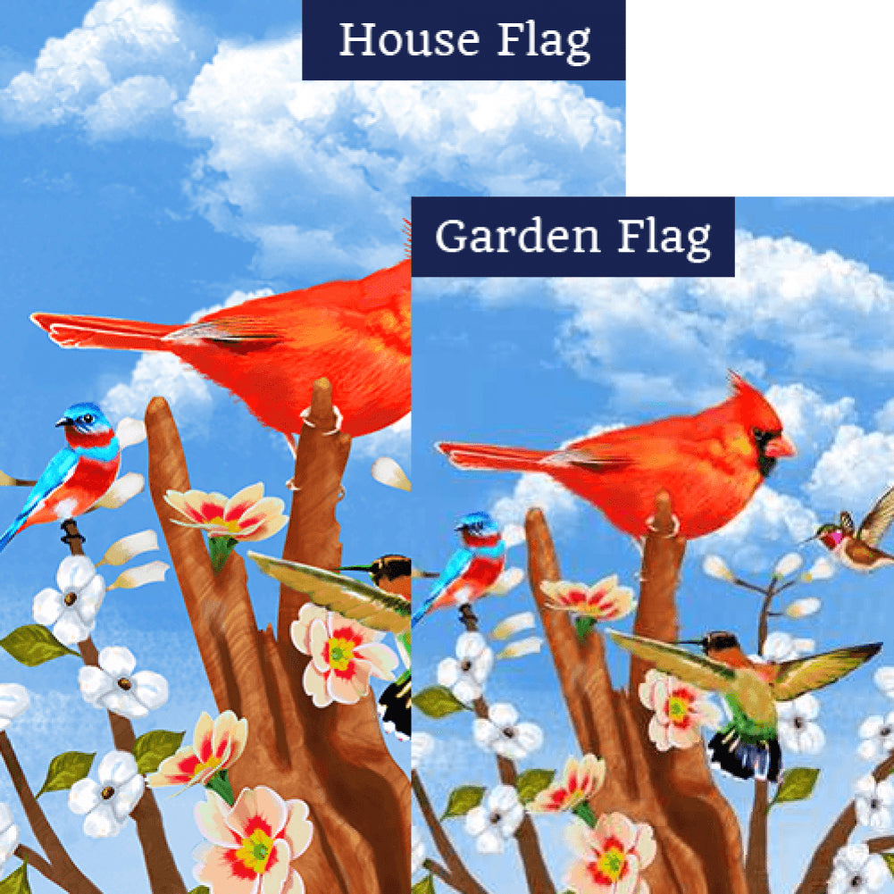 Red Spring Cardinal Flags Set (2 Pieces)