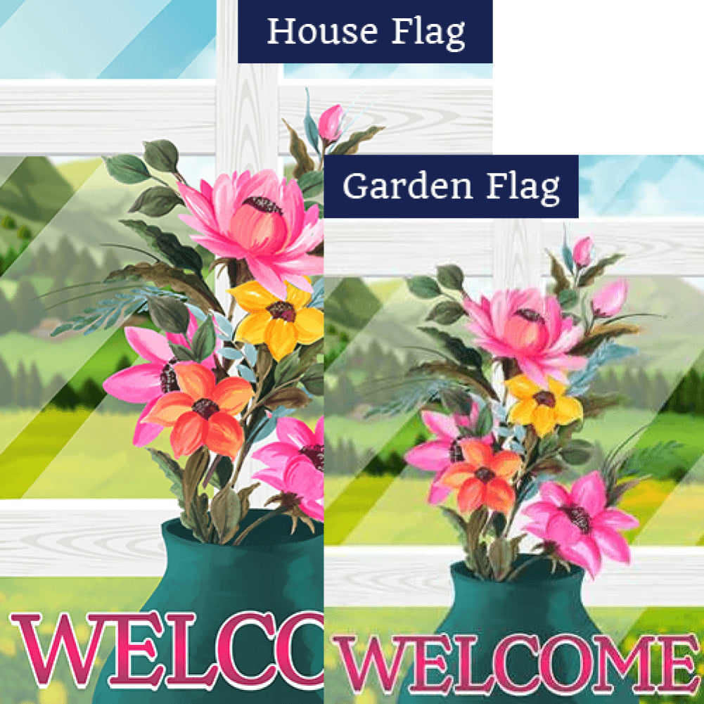 Window Spring Flowers Flags Set (2 Pieces)