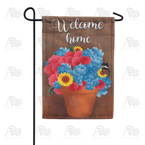 Welcome Spring Flower Pot Double Sided Garden Flag