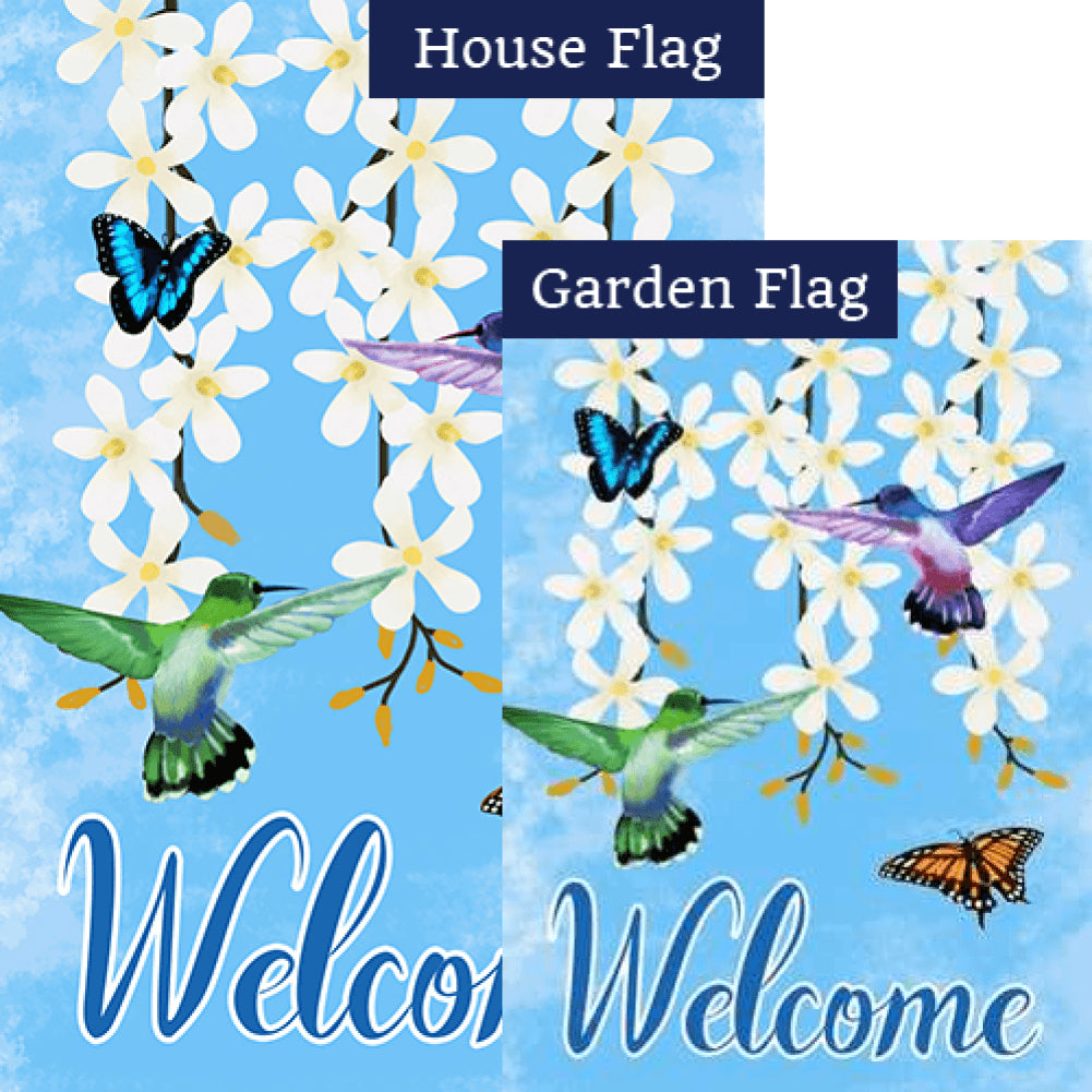 Hummingbirds and Flowers Flags Set (2 Pieces)