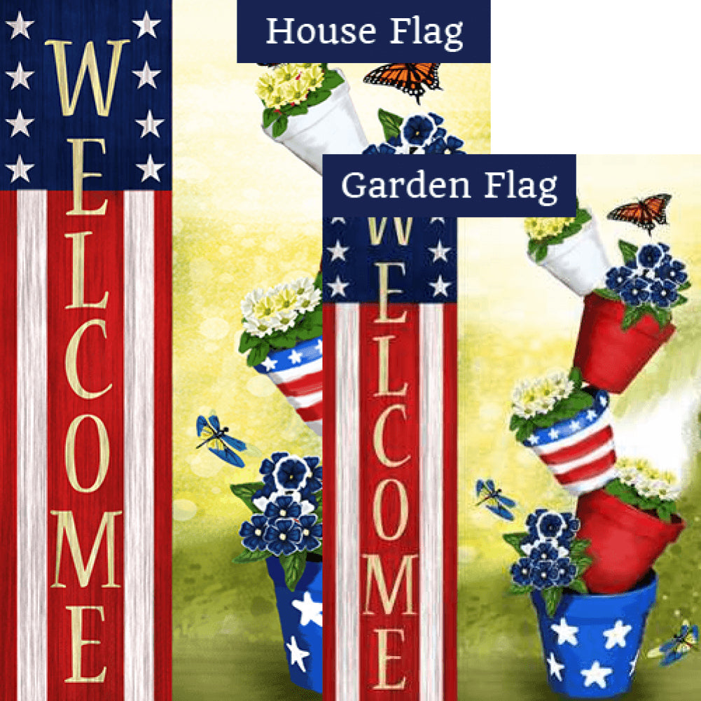 Patriotic Spring Welcome Flags Set (2 Pieces)