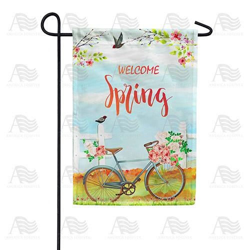 Vintage Spring Bicycle Double Sided Garden Flag
