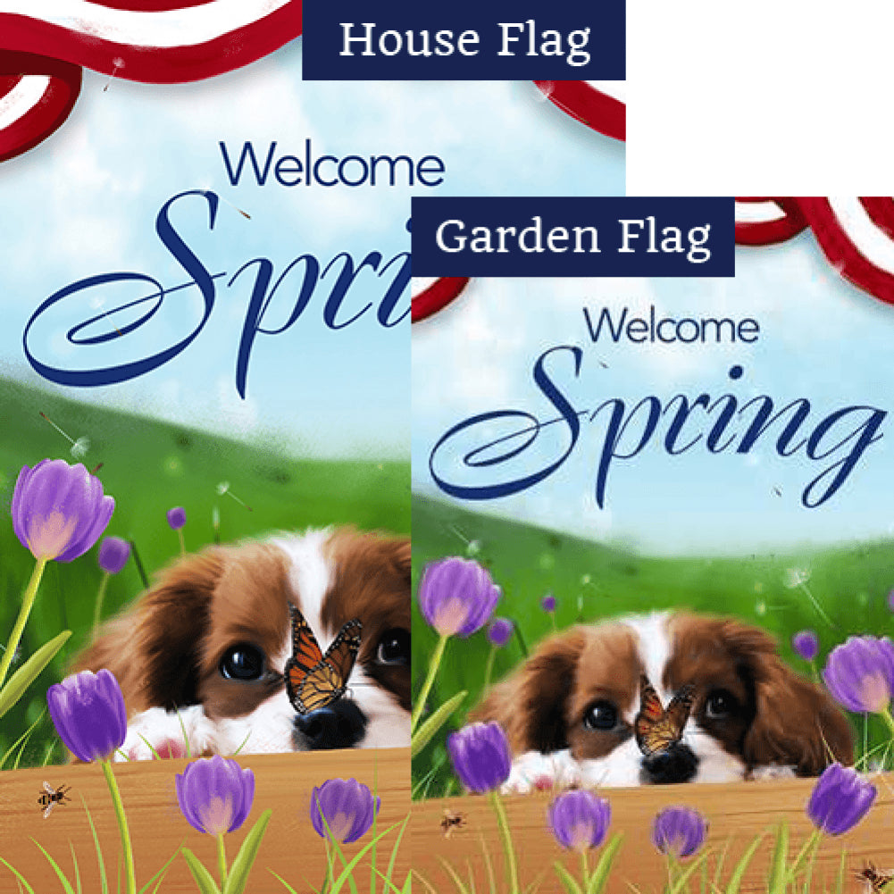 Spring Charles Spaniel Flags Set (2 Pieces)