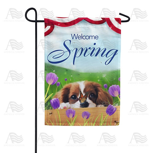 Spring Charles Spaniel Double Sided Garden Flag