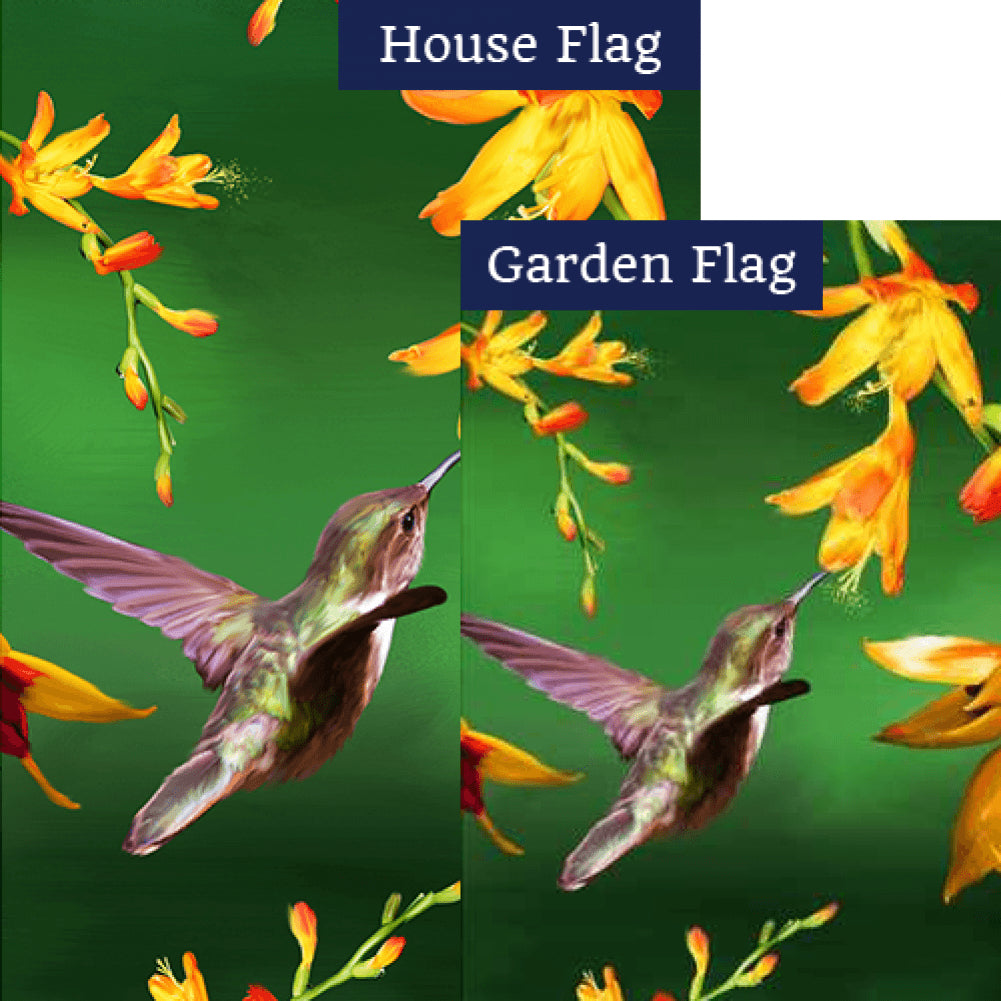 Hummingbird and Yellow Flowers Flags Set (2 Pieces)