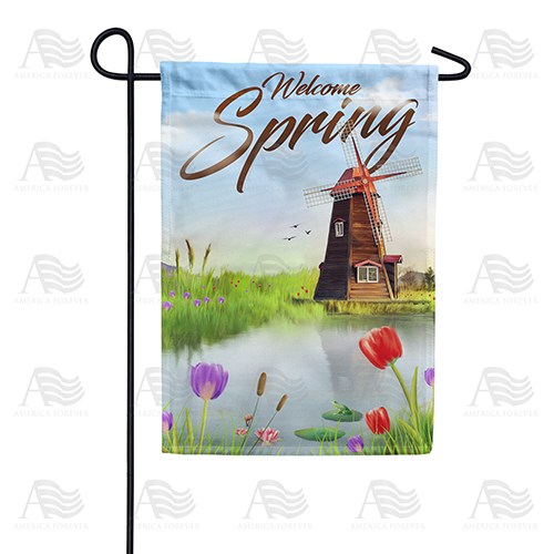 Windmills and Tulips Double Sided Garden Flag