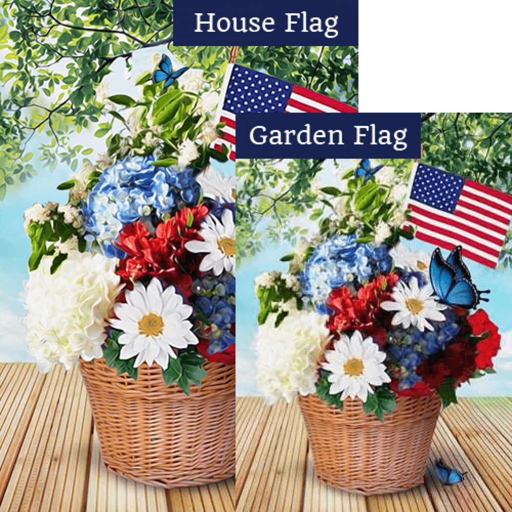 Red White And Blue Blooms Flags Set (2 Pieces)