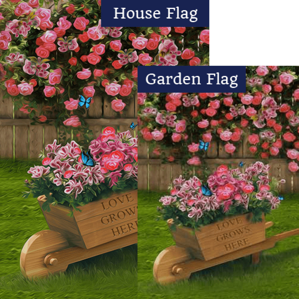 Love Grows Here Flowers Flags Set (2 Pieces)