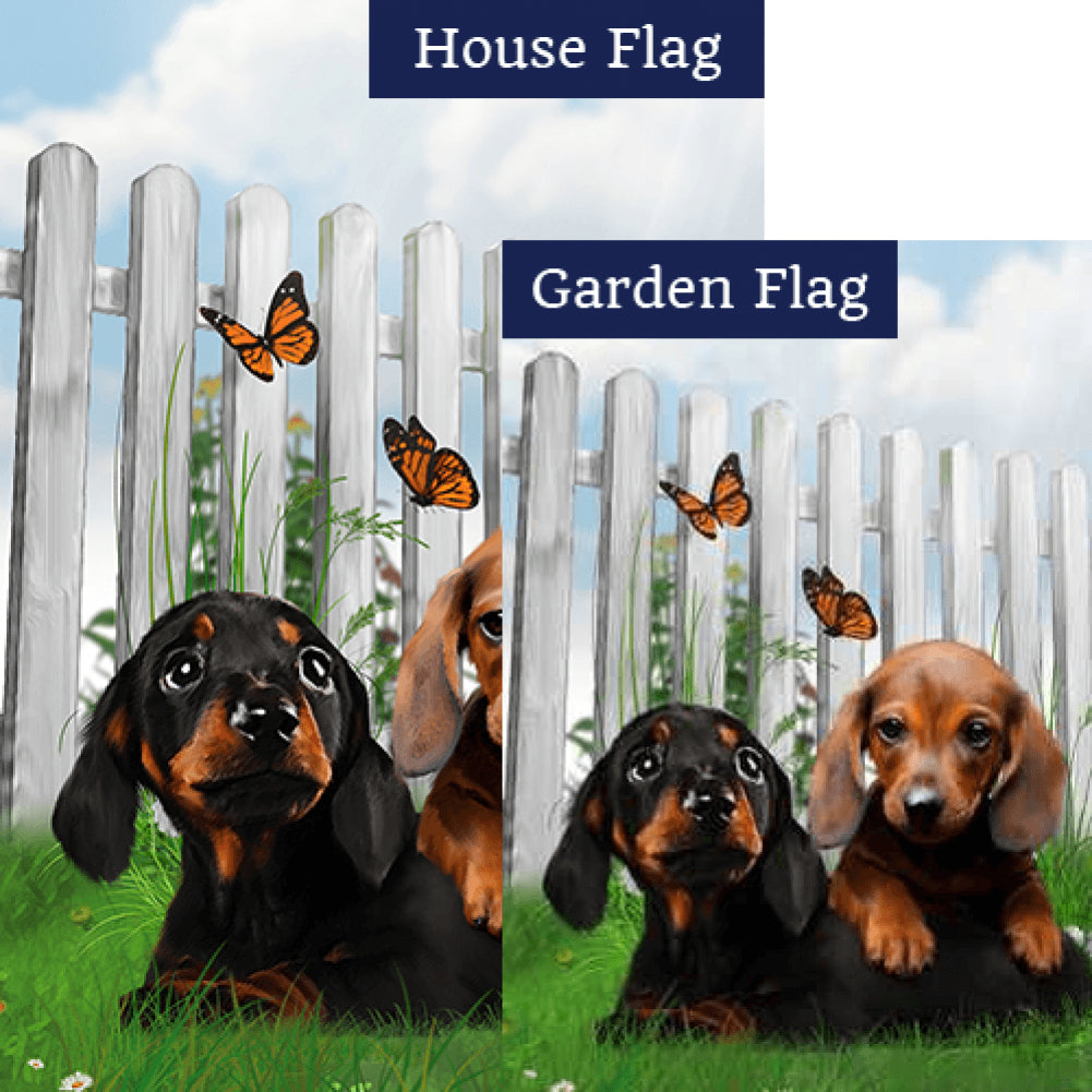 Darling Dachshund Pups Flags Set (2 Pieces)