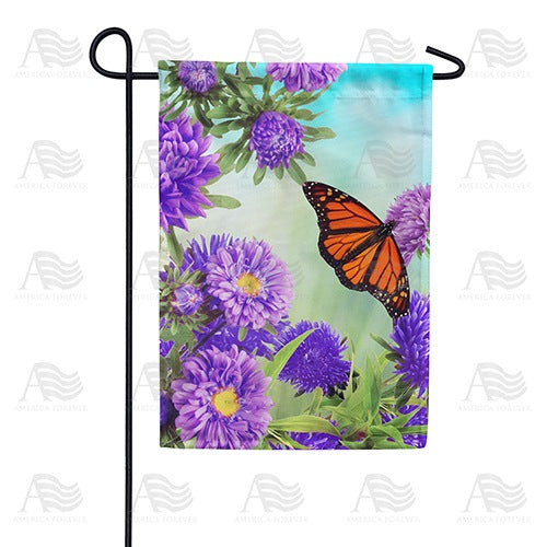 Asters And Monarch Double Sided Garden Flag