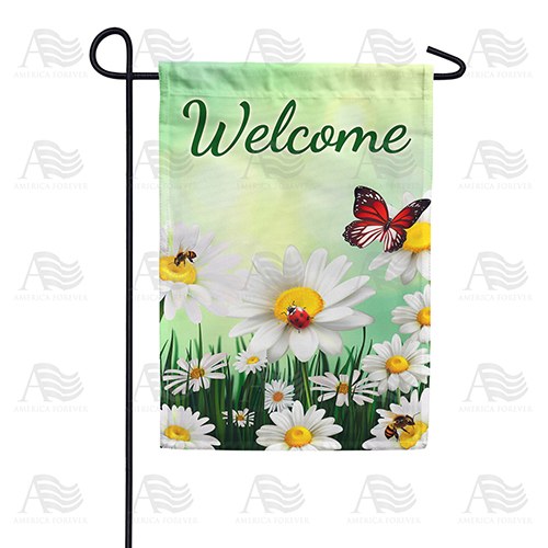 Daisies Welcome Double Sided Garden Flag