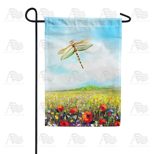 Dragonfly Flowers Double Sided Garden Flag