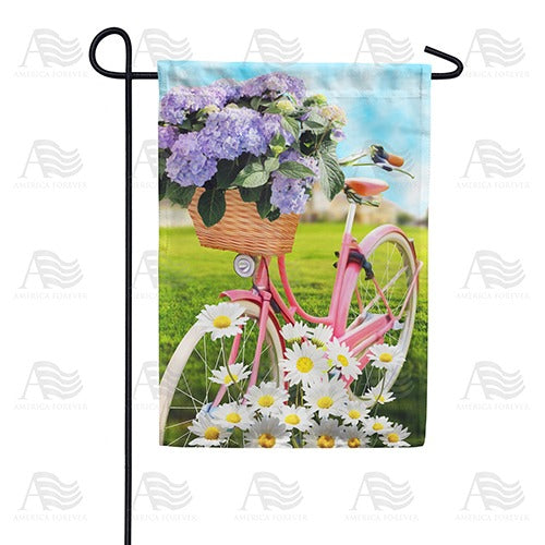 Pedaling Petals Double Sided Garden Flag