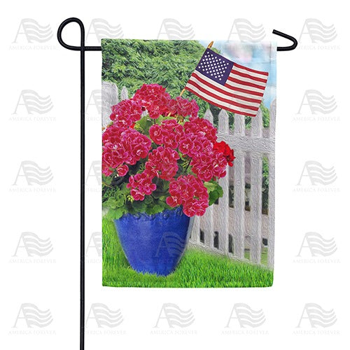 Patriotic Red Geraniums Double Sided Garden Flag