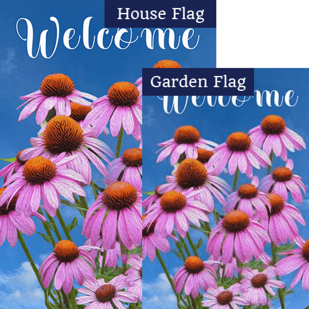 Coneflower Welcome Flags Set (2 Pieces)
