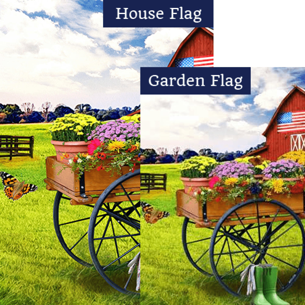 Cart Of Mums Flags Set (2 Pieces)