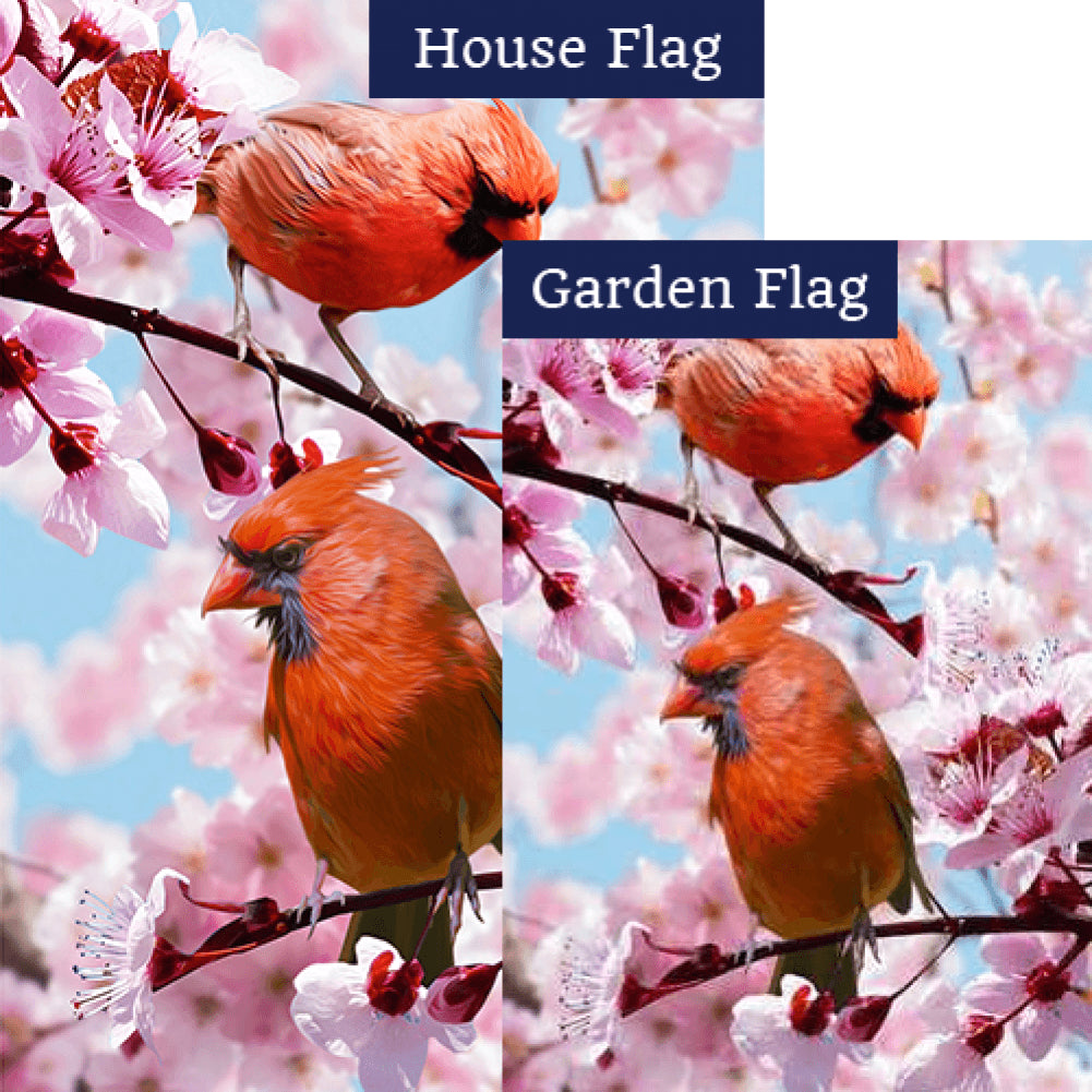 Cardinals In Cherry Tree Double Sided Flags Set (2 Pieces)