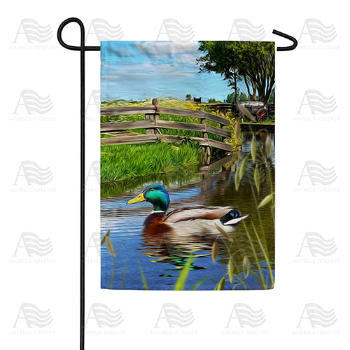 Mallard On Pond Double Sided Garden Flag