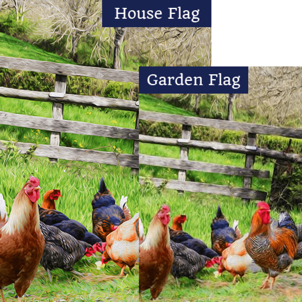 Chicken Flock Feast Double Sided Flags Set (2 Pieces)
