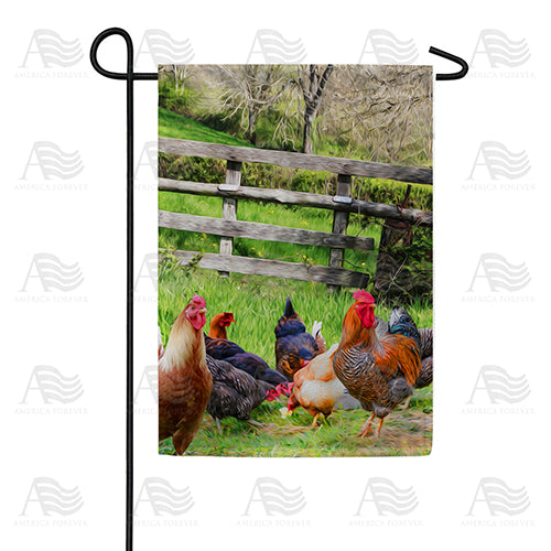 Chicken Flock Feast Double Sided Garden Flag