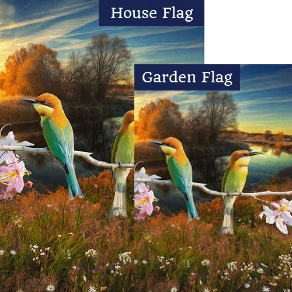 Chestnut Headed Bee Eaters Double Sided Flags Set (2 Pieces)