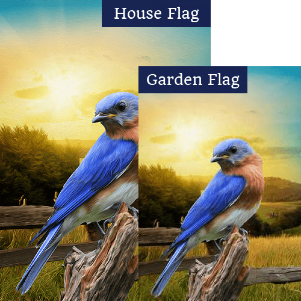 Bluebird In The Country Double Sided Flags Set (2 Pieces)