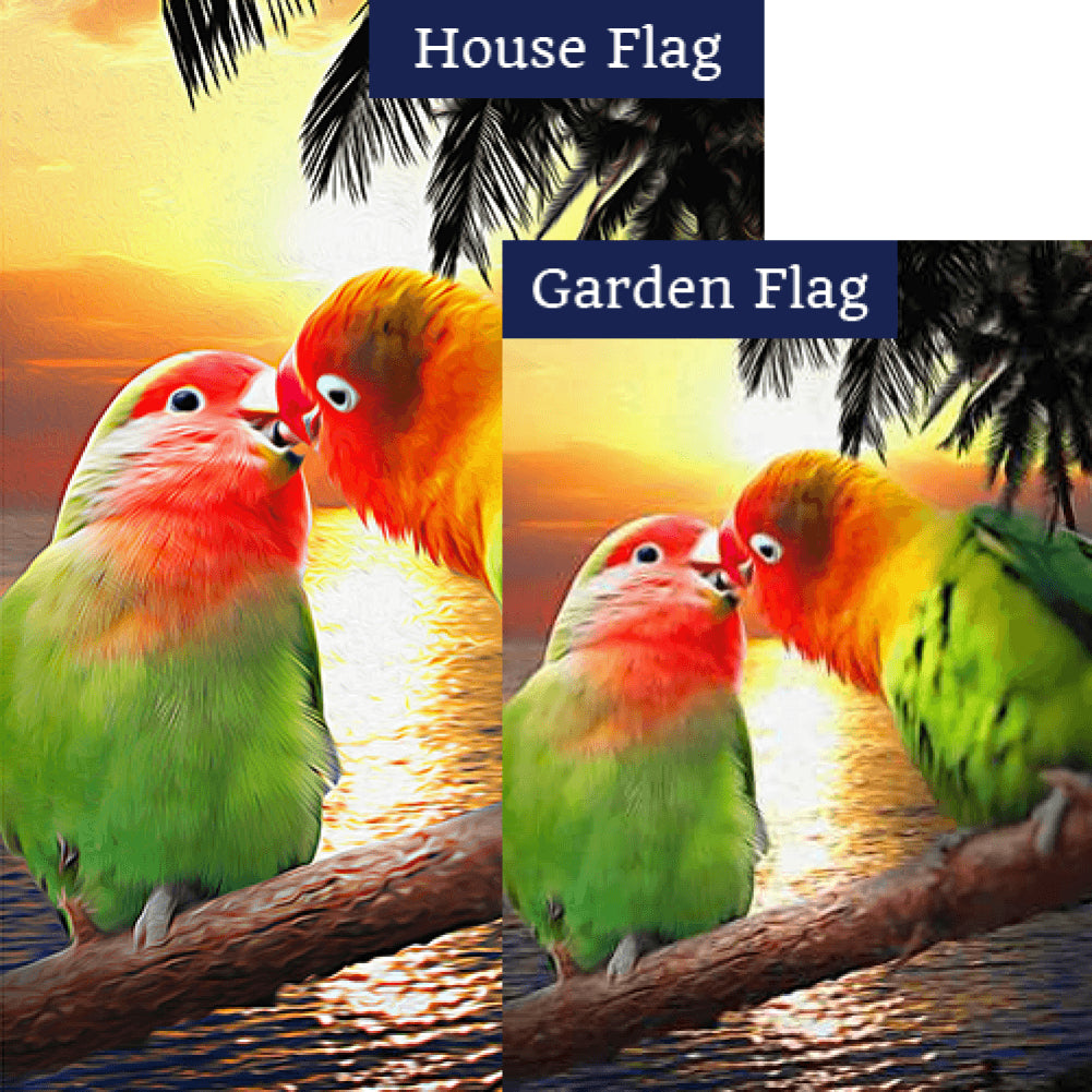 Kissing Lovebirds Double Sided Flags Set (2 Pieces)
