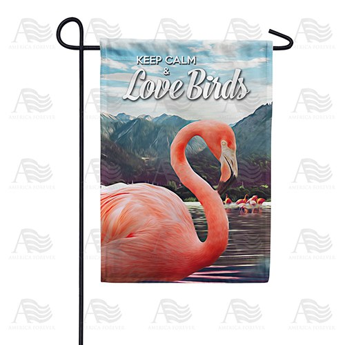 Flamingos On Mountain Lake Double Sided Garden Flag