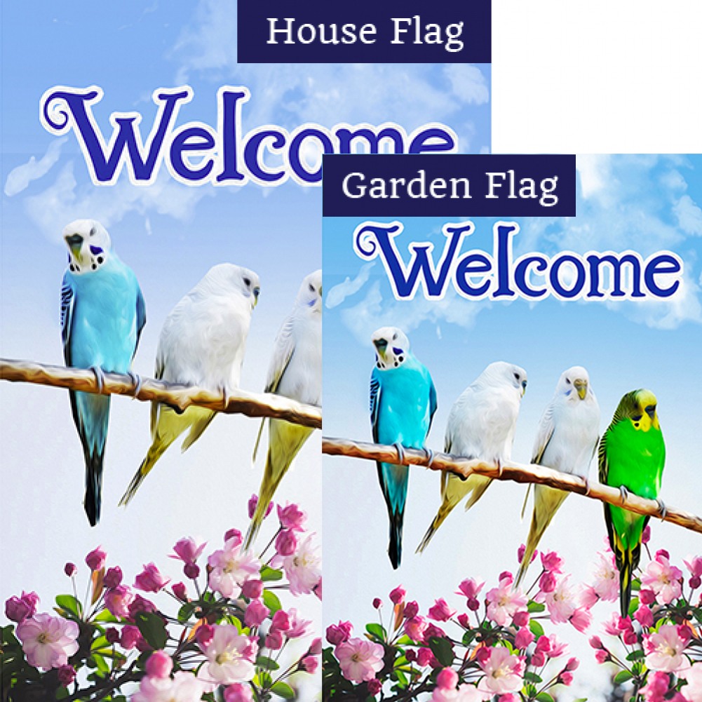 Parakeet Welcome Double Sided Flags Set (2 Pieces)