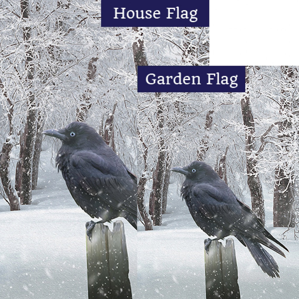 Winter Crow Double Sided Flags Set (2 Pieces)