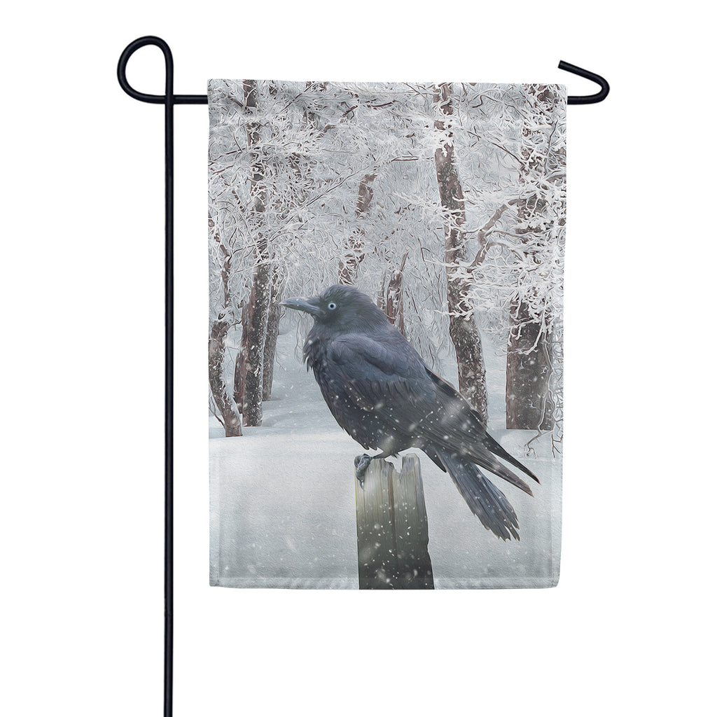 Winter Crow Double Sided Garden Flag