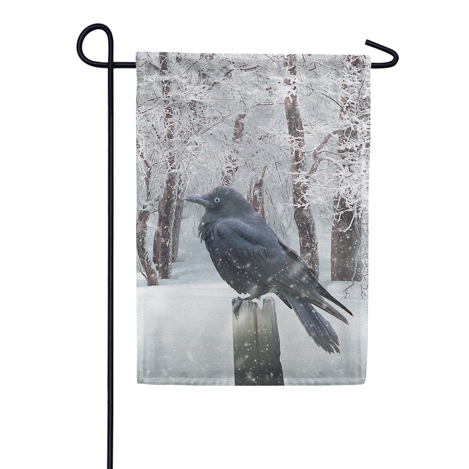 Winter Crow Double Sided Garden Flag