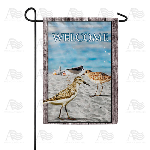Sandpipers At Sea Shore Double Sided Garden Flag