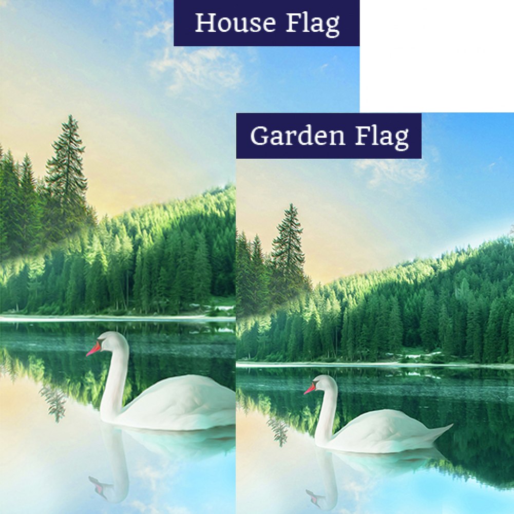 Swan Lake Reflection Double Sided Flags Set (2 Pieces)