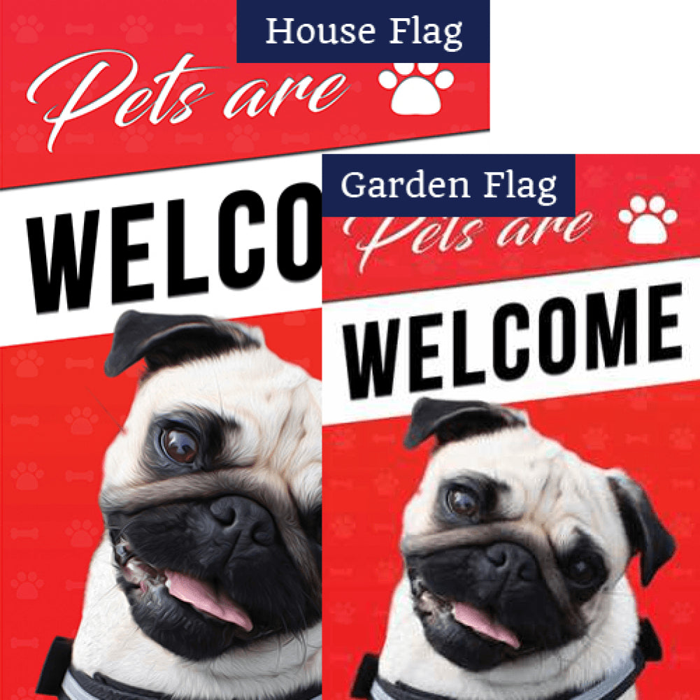 Pets Are Welcome Double Sided Flags Set (2 Pieces)