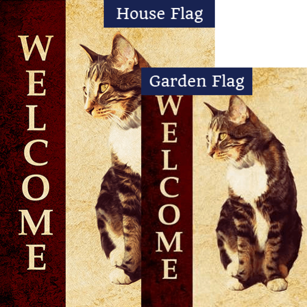 Welcome Cat Double Sided Flags Set (2 Pieces)