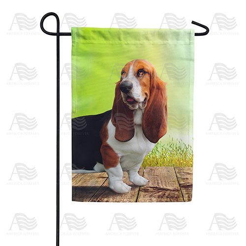 All Ears Basset Hound Double Sided Garden Flag