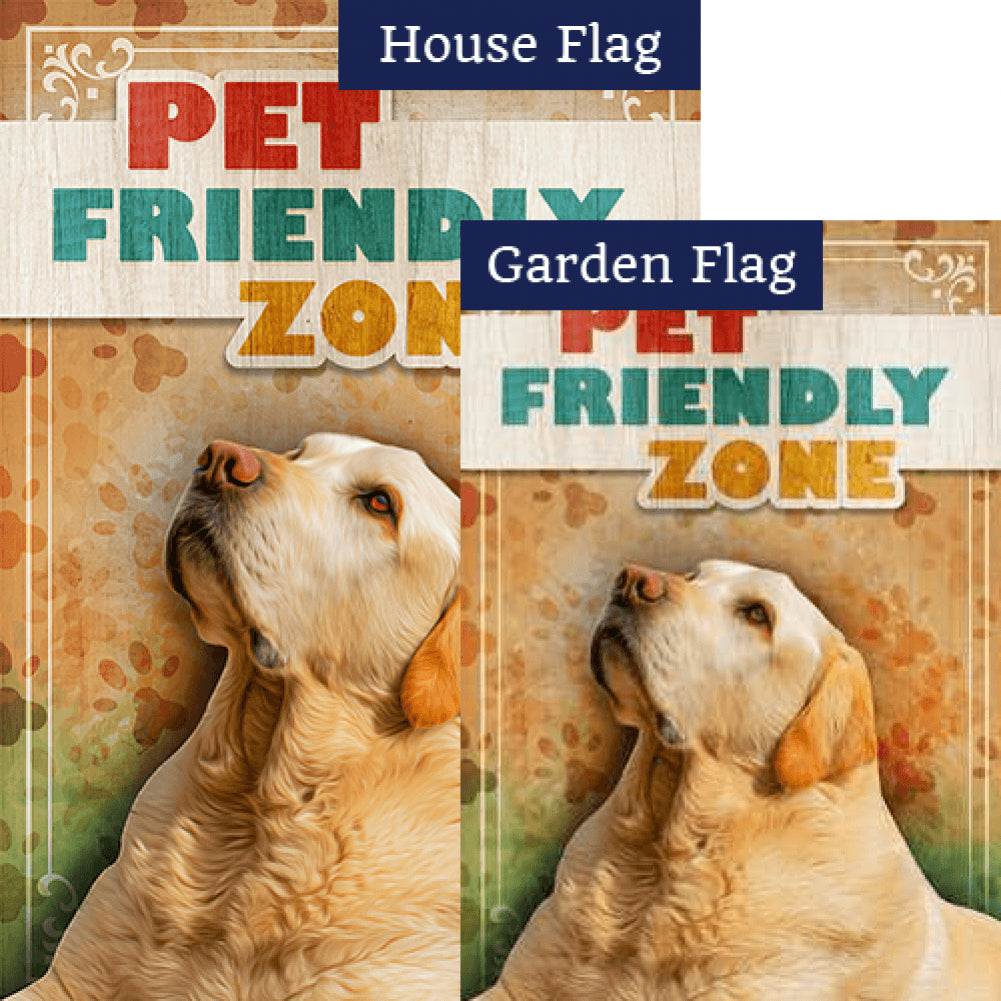 Pet Friendly Zone - Yellow Lab Double Sided Flags Set (2 Pieces)