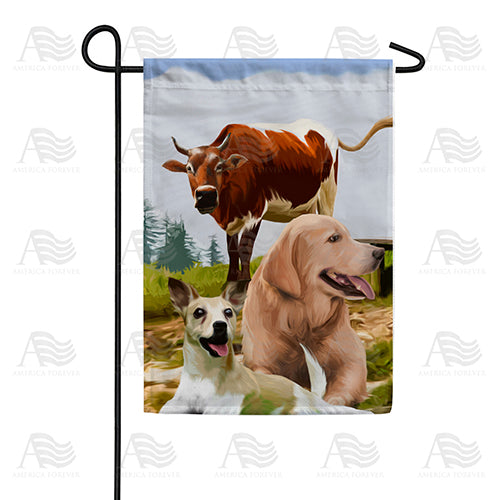 America Forever Farm Buddies Double Sided Garden Flag