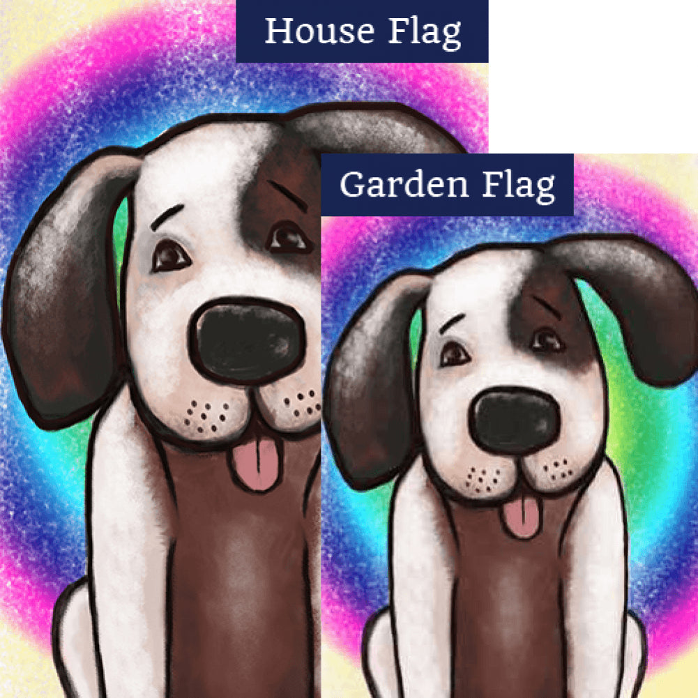 Rainbow Puppy Double Sided Flags Set (2 Pieces)