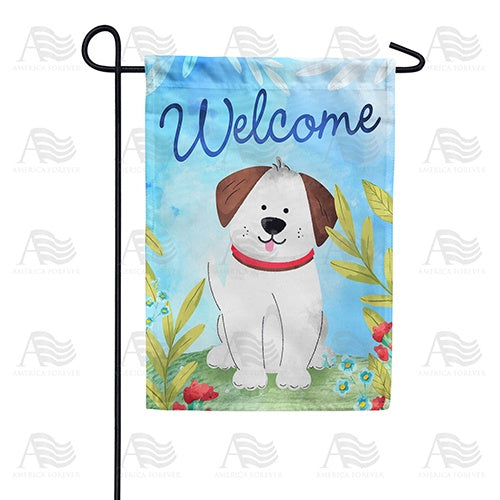 Happy Puppy Welcome Double Sided Garden Flag