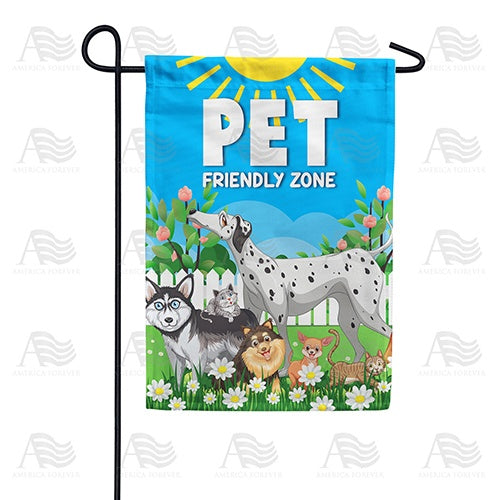 Pet Friendly Zone - Cartoon Double Sided Garden Flag